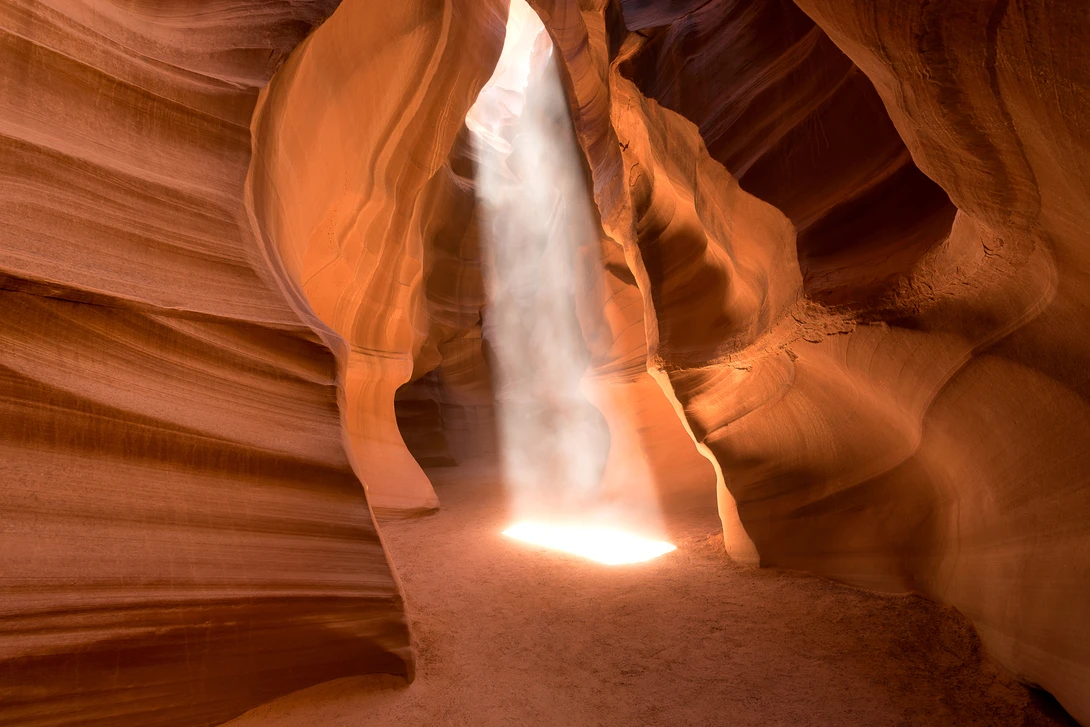 View Light Beams at Antelope Canyon by Nick Souvall