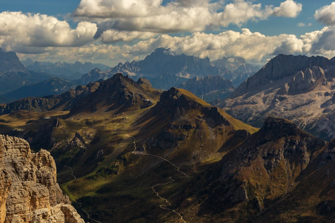 View Dolomites at Pordoi pass (wide) by Bas Rutgers