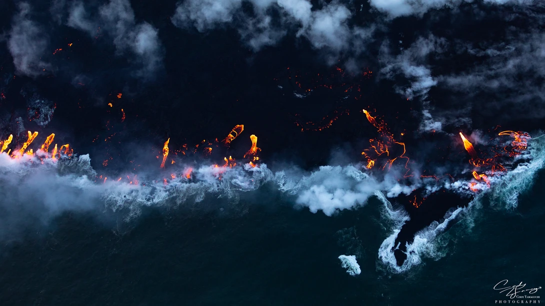 View Lava Ocean Entry Kapoho, Hawaii by Cody Yamaguchi