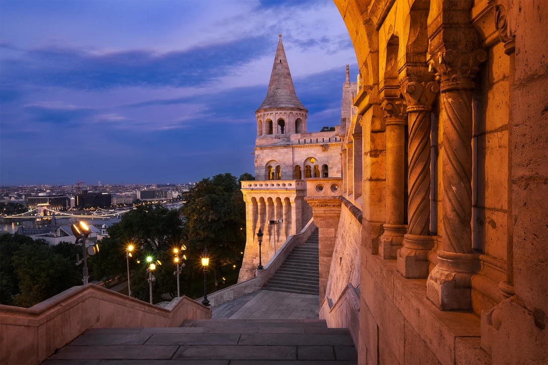 View Fishermans Bastion at Blue Hour by Anton Galitch