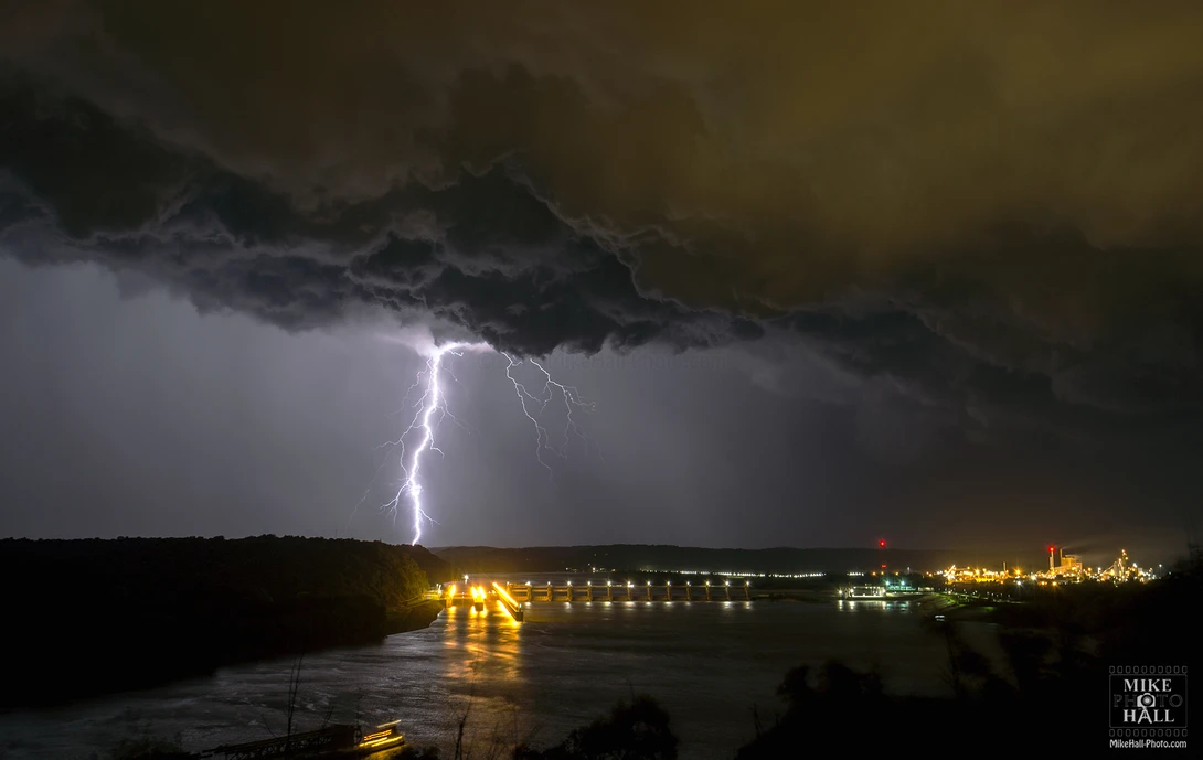 View Dam Lightning by Mike Hall