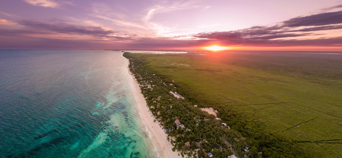 View Sunset at Tulum, Mexico. by Carlos Rivera