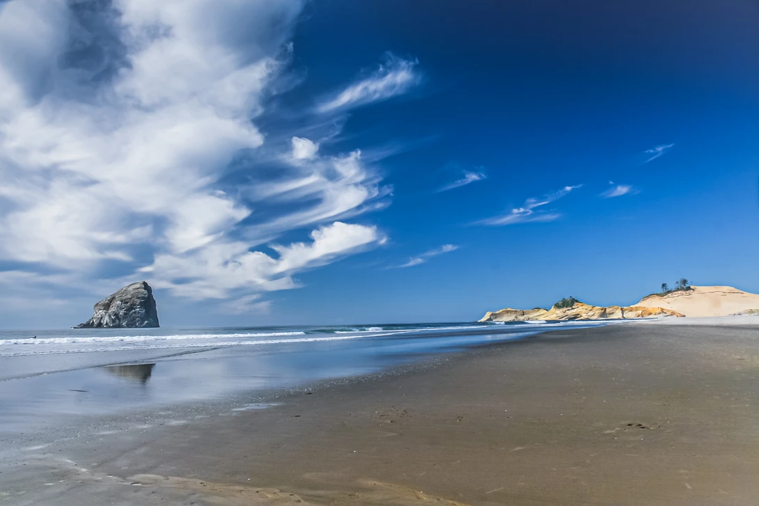 View Haystack Rock and Dunes by Alison Pascal