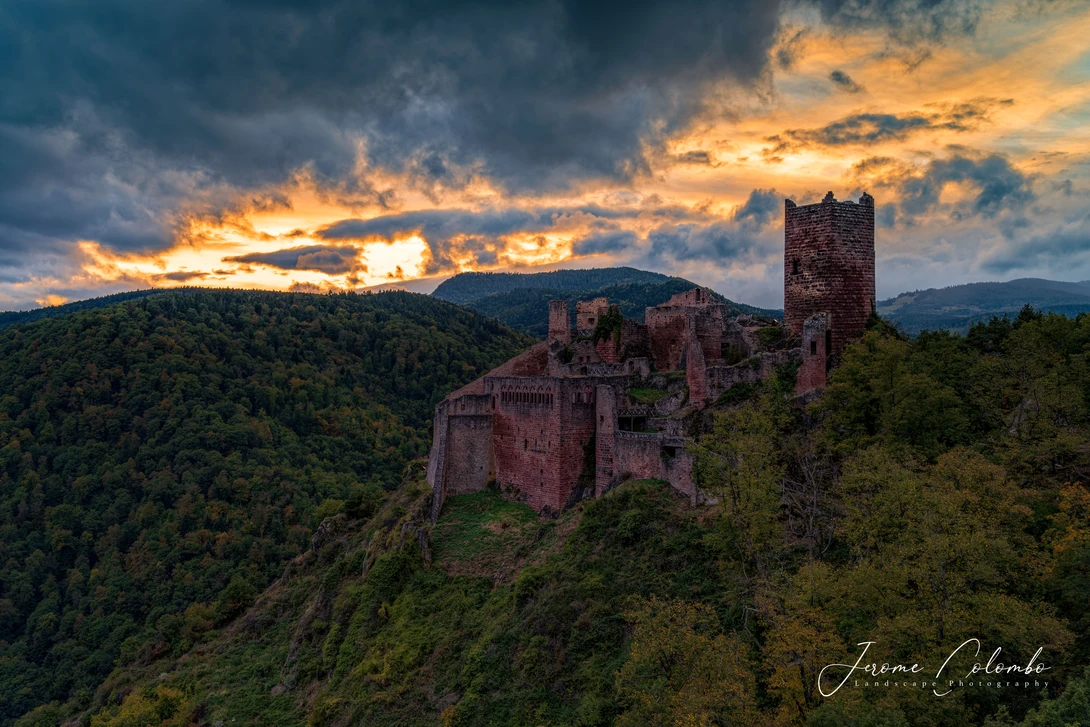 View Saint-Ulrich Castle, Ribeauville, Alsace, France by Jerome Colombo