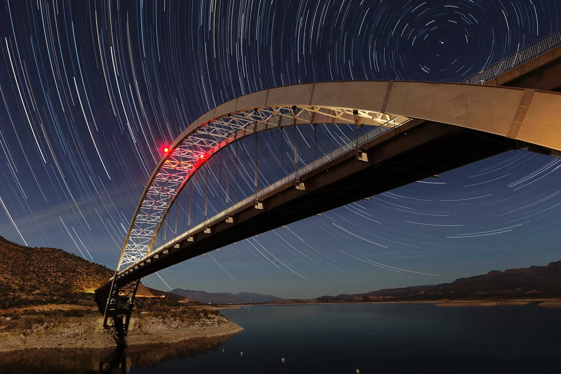 View Star Trails Over Roosevelt Lake by John Haggart