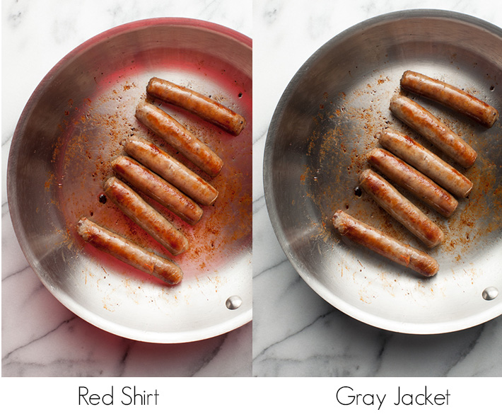 Don't_be_seen_in_food_shot_red_shirt_grey_jacket