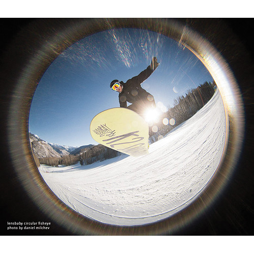 lensbaby fisheye photo by daniel milchev snowbarding action